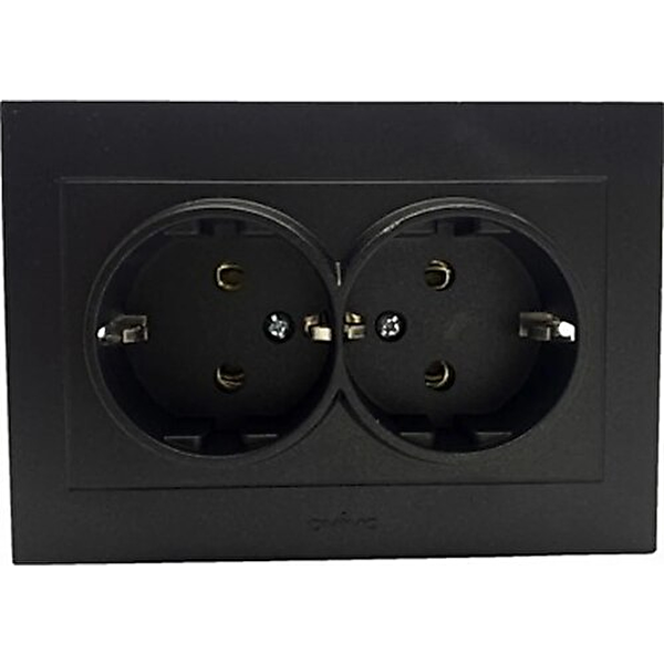 Ovivo 600-000317-907 Grano Metalik Siyah İkili Topraklı Piriz