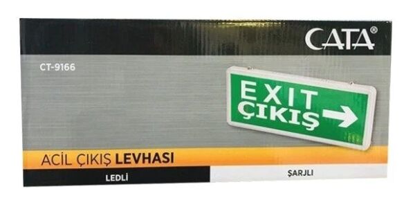 Cata CT-9166 3W Exıt Çıkış Armatürü Ledli 3 Saat Akülü