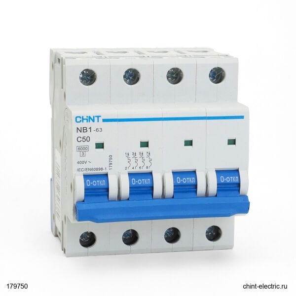 Chint 179750 Nb1 Serisi / 4 Kutuplu 6Ka / C Tipi 50A Otom