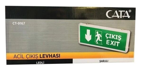 Cata CT-9167 3W Exıt Çıkış Armatürü Ledli 3 Saat Akülü
