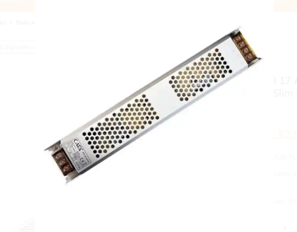 CATA 17A ŞERİT LED TRAFOSU(200W) SÜPER SLİM FANSIZ