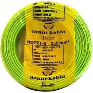 Öznur 01NYA25HF SY 2,5Mm Nya Kablo H.Free S.Yeşil