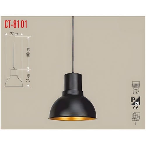 Cata CT-8101 Dekoratif Sarkıt Armatür (Siyah+Sarı+27Cm)