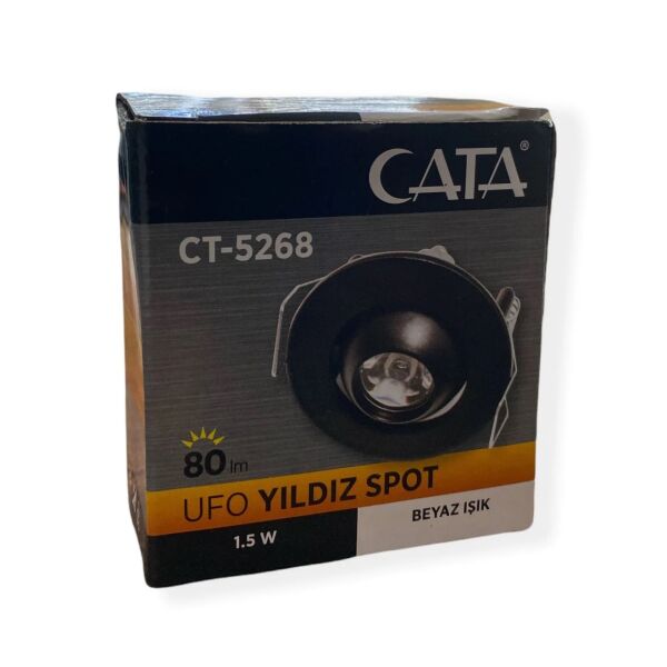 Cata CT-5268B S 1,5W Power Led Ufo Spot Siyah Kasa (Beyaz)