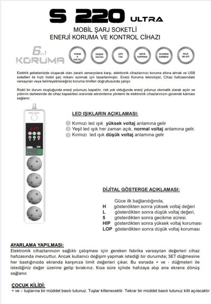 Galaxy S220 S220 Ultra 4Lü Akım Korumalı Usb+Type C G.Rpiz 1.5Mt