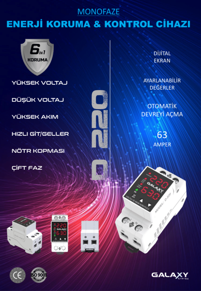 Galaxy D220 D220 Monofaze Akım Kontrol Cihazı 63A