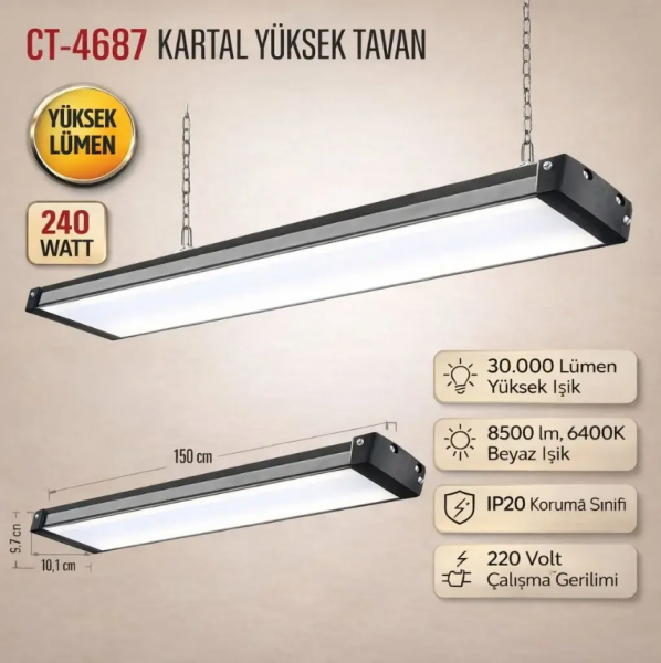 CATA 240W KARTAL PLATINUM YÜKSEK TAVAN ARMATÜRÜ