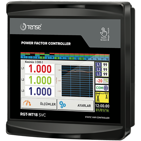 Tense RGT-MT18 (SVC) Trifaze Reaktif Güç Kont.Röl,Svc'Li,18 Kadem