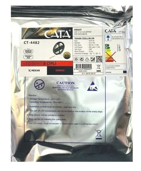 Cata 5 Metre CT-4482 10 Çip Şerit Led İç Mekan (Kırmızı)