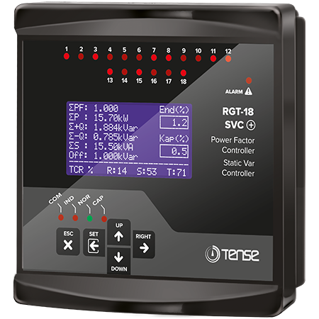 Tense RGT-18 (SVC) Trifaze Reaktif Güç Kont.Röl,Svc'Li,18 Kadem