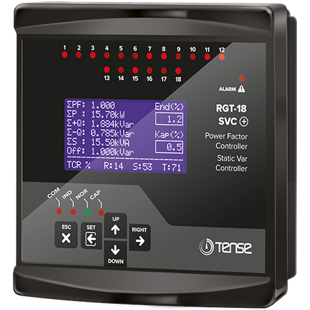 Tense RGT-18 (SVC) Trifaze Reaktif Güç Kont.Röl,Svc'Li,18 Kadem