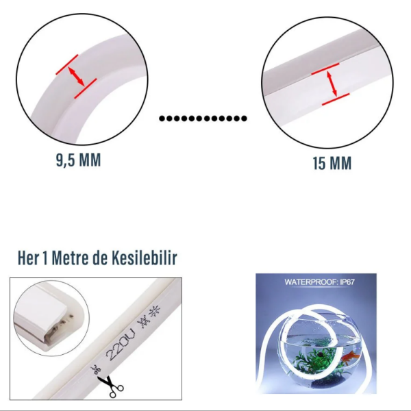 Cata CT-4554B Neon Led Hortum (Beyaz)