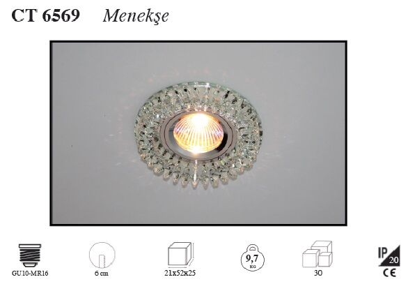 Cata CT-6569 Menekşe Dekoratif Cam Spot