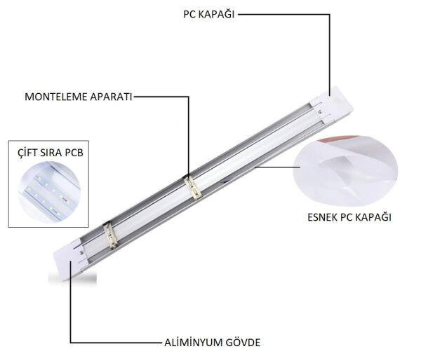 Cata CT-2474G 18W Yatay Ledli Bant Armatür (Günışığı)