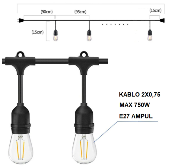 Cata CT-7069 Sarmaşık Dış Mekan Armatür(5 Metre-Eklenebili