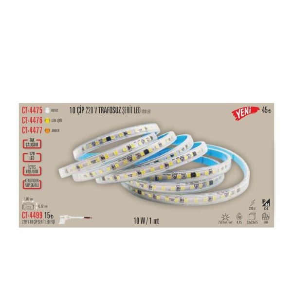 CATA 100 MT 220 VOLT ŞERİT LED  ( GÜNIŞIĞI )(YAPIŞKANLI)