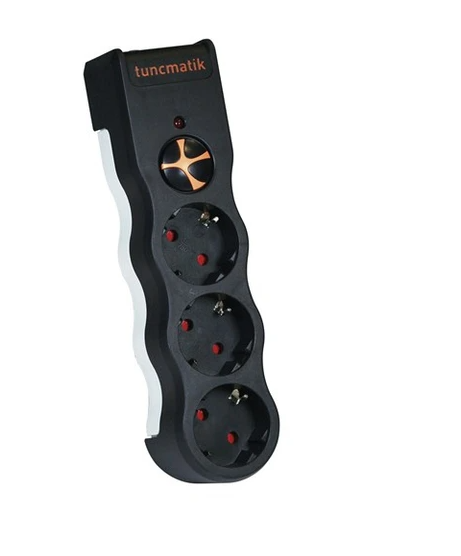 Tunçmatik TSK19010 Akım Korumalı Priz 3 Lü Siyah 1.5 Metre Kablolu