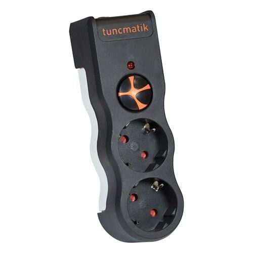 Tunçmatik TSK19022 Akım Korumalı Priz 2 Li Siyah
