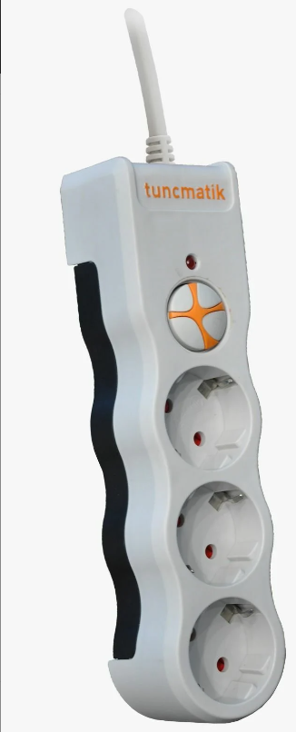 Tunçmatik TSK19009 Akım Korumalı Priz 3 Lü Beyaz 1,5 Metre