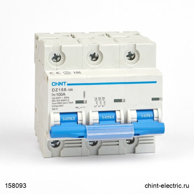 Chint 158093 Dz158 Serisi / 3 Kutuplu 10Ka / C Tipi 100A