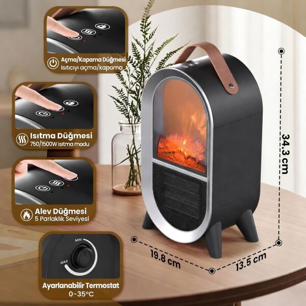 Cata CT-6055 Uludağ Taşınabilir Şömine