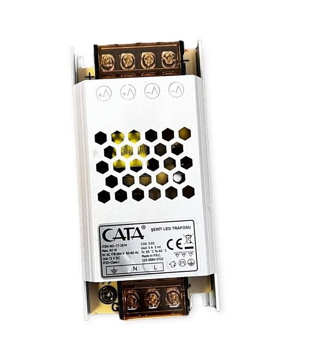 Cata CT-2674 5 Amper Şerit Led Trafosu (60W) (Süper Slim F
