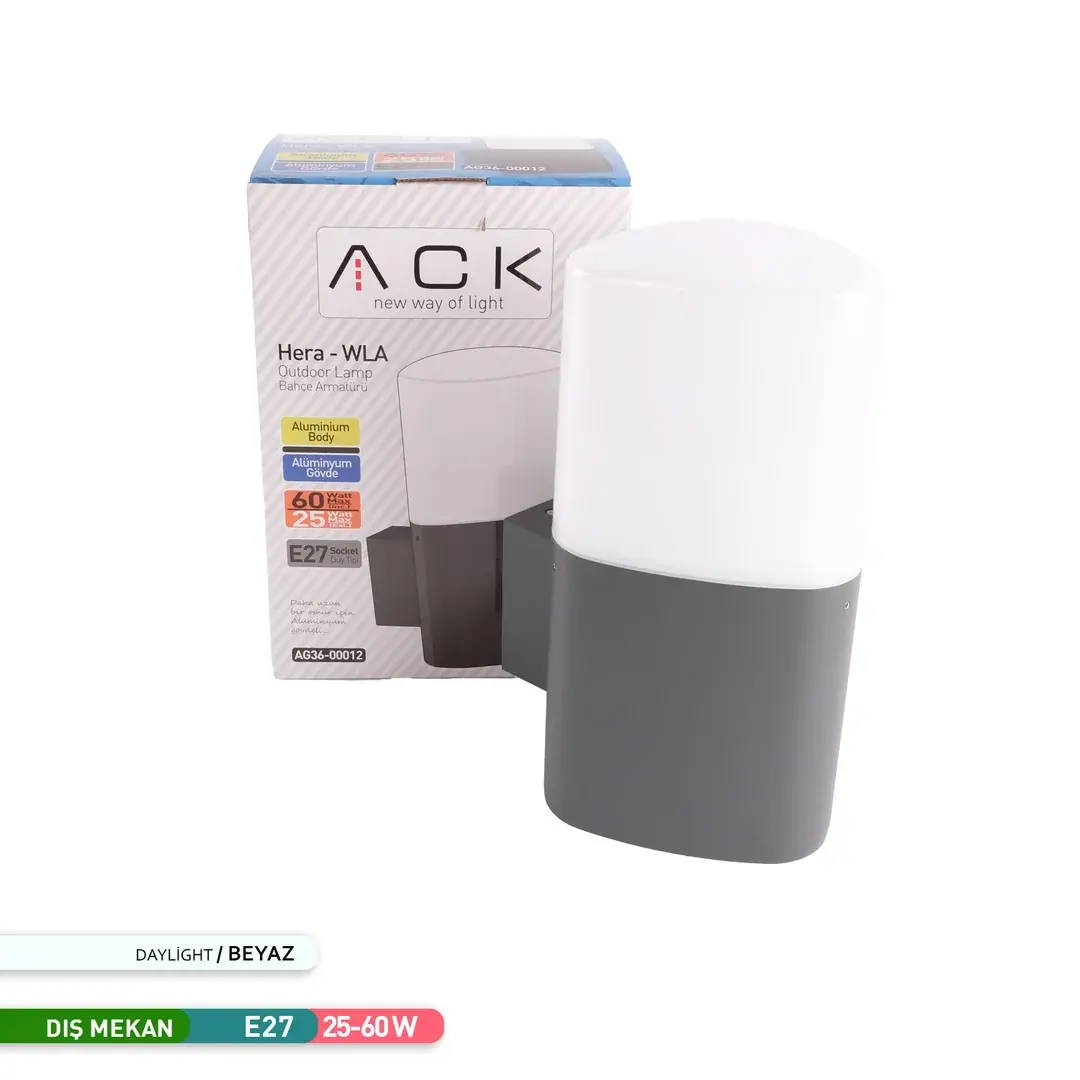 ACK HERA WLA SIYAH E27 MAX.60W BAHÇE ARMATÜRÜ