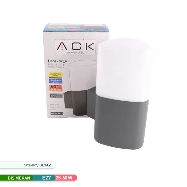 ACK HERA WLA SIYAH E27 MAX.60W BAHÇE ARMATÜRÜ