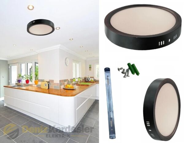 CATA 18W S/Ü YUVARLAK PANEL LED (SİYAH) 6400K