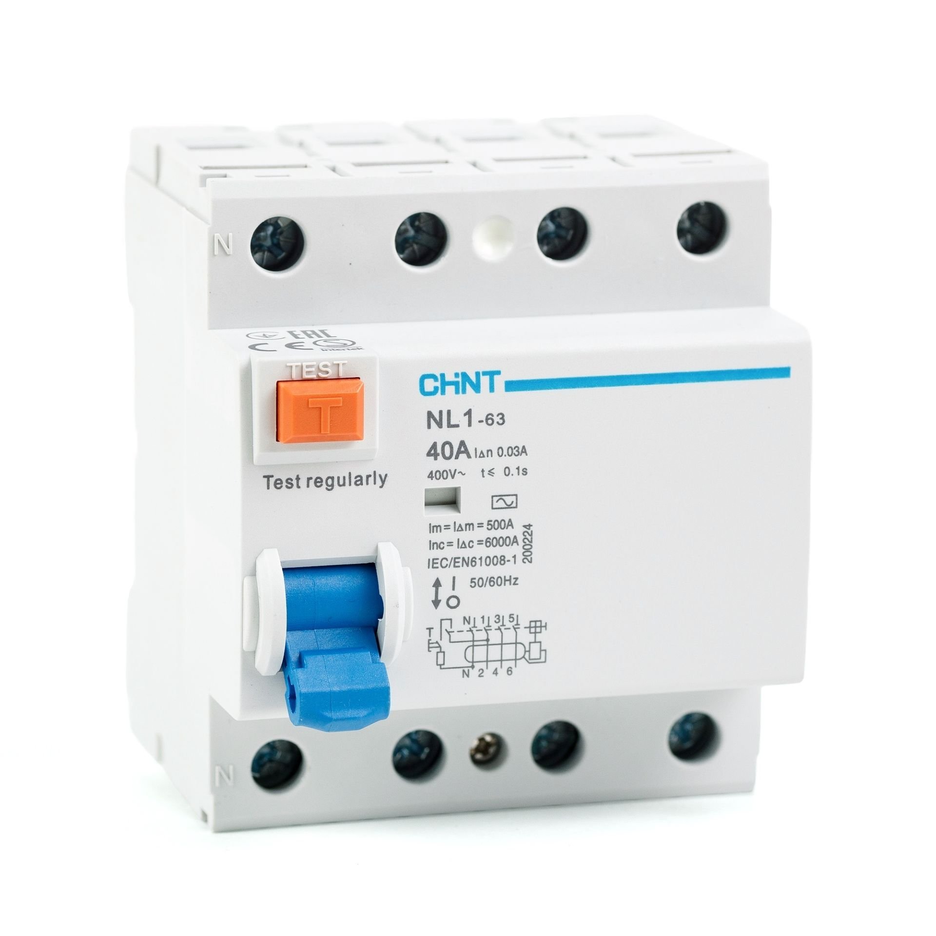CHİNT NL1 Serisi AC Tipi 6kA 4 Kutuplu 30mA 40A Ka