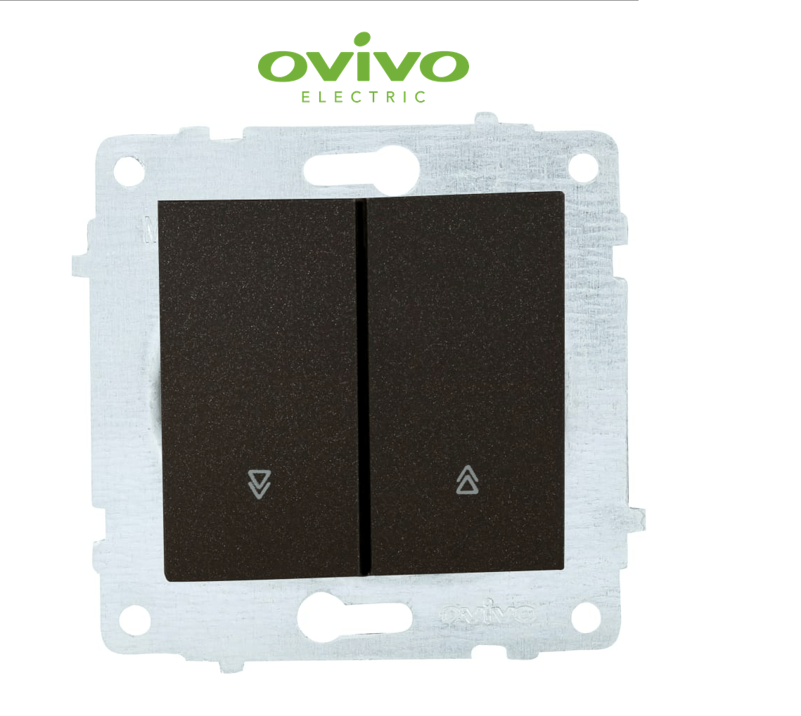 Ovivo 600-000217-216 Grano Metalik Siyah Jaluzi Anahtar (Ürün Çerçevesizdir)