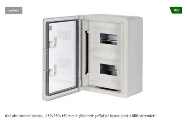 Adal MD9092 250X350X150 8X2 Pc Kapaklı Otomat Panosu