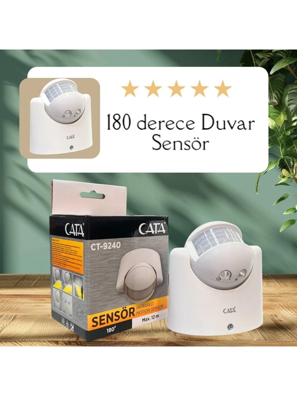 Cata CT-9240 180 Derece Hareket Sensörü ( 1200W )