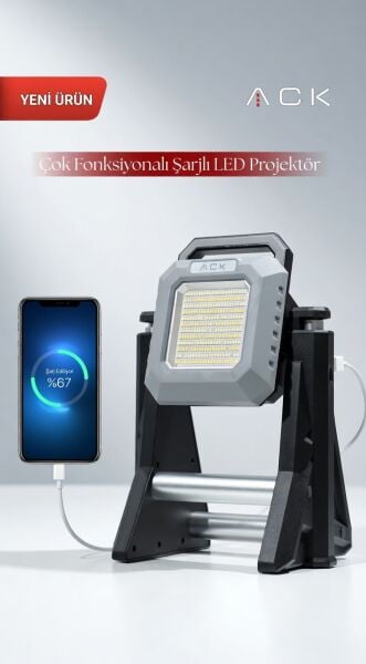 ACK Şarjlı AC62-05092 Edilebilir Taşınabilir Led Projektör Cct 50W