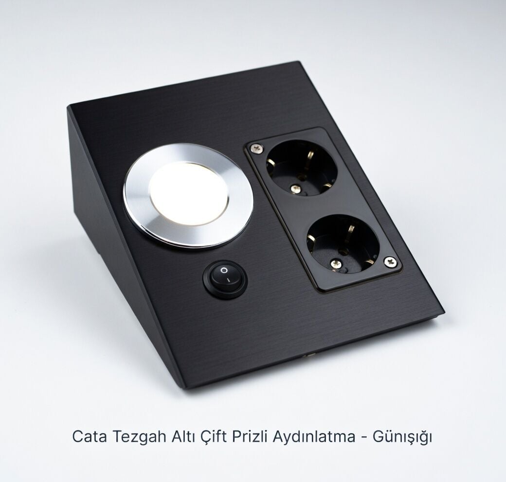 CATA CT-5110 Ledli Üçgen Spot SİYAH Kasa(Çift Prizli)(Beyaz IŞIK
