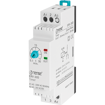 Tense ERV-30D Zaman Rölesi, 0.1Dk-30Dk , Dın Tipi
