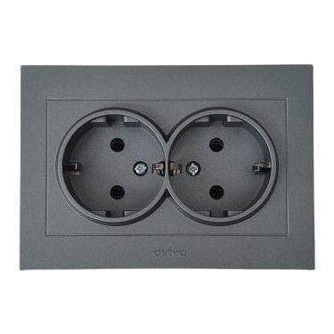 Ovivo 600-000311-907 Grano Füme İkili Topraklı Priz Modül+Kapak