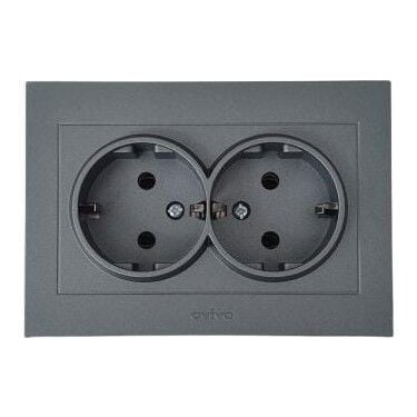 Ovivo 600-000311-907 Grano Füme İkili Topraklı Priz Modül+Kapak