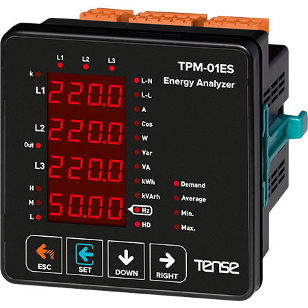 Tense TPM-01ES Şebeke Analizörü,Displayli,Röle Çıkışlı96X96