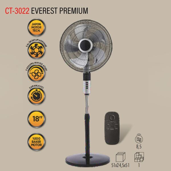 Cata CT-3022 Premium E Ayaklı Vantilatör ( Kumandalı )