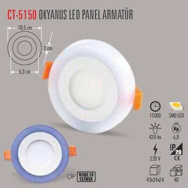 CATA 6W OKYANUS LED PANEL ( ÇİFT RENK )