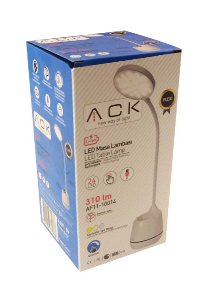 ACK ŞARJLI DOKUNMATİK DİMLİ BEYAZ GÖVDE LED MASA L