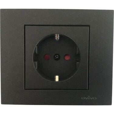 Ovivo 600-000317-218 Grano Metalik Siyah Topraklı Piriz Çoc.Kor. (Ürün Çerçevesizdir)