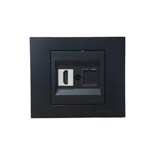 Ovivo 600-000317-236 Grano Metalik Siyah Hdmı Priz(Ürün Çerçevesizdir)