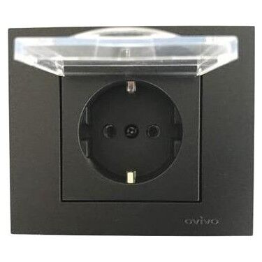 Ovivo 600-000317-243 Grano Metalik Siyah Kapaklı Top. Piriz Çoc.K. (Ürün Çerçevesizdir)